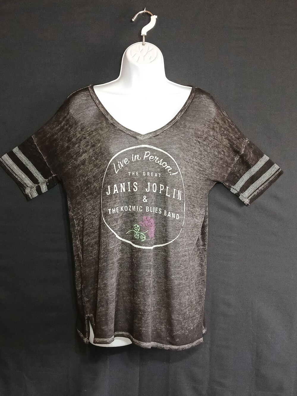Lucky Brand Janis Joplin Kozmic Blues Shirt Small Black Cotton Blend